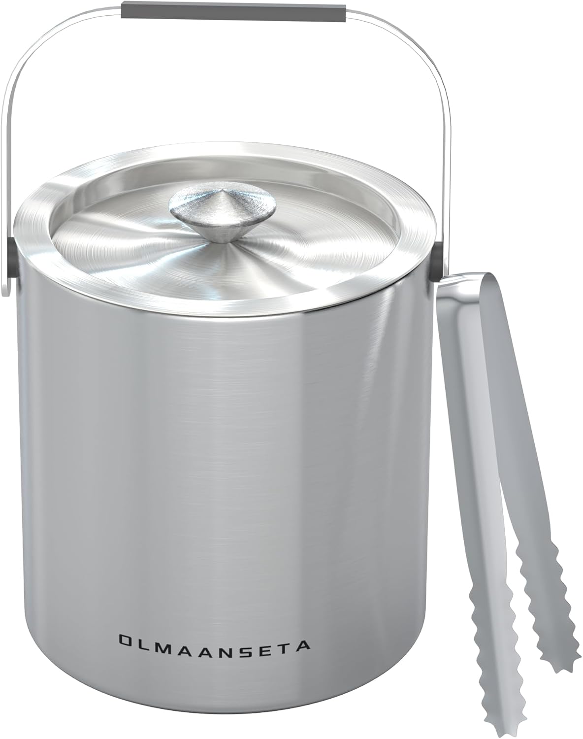 Small Ice Bucket with Lid and Tongs,1.3L Portable Mini Double Walled Ice Cube Bucket for Cocktail