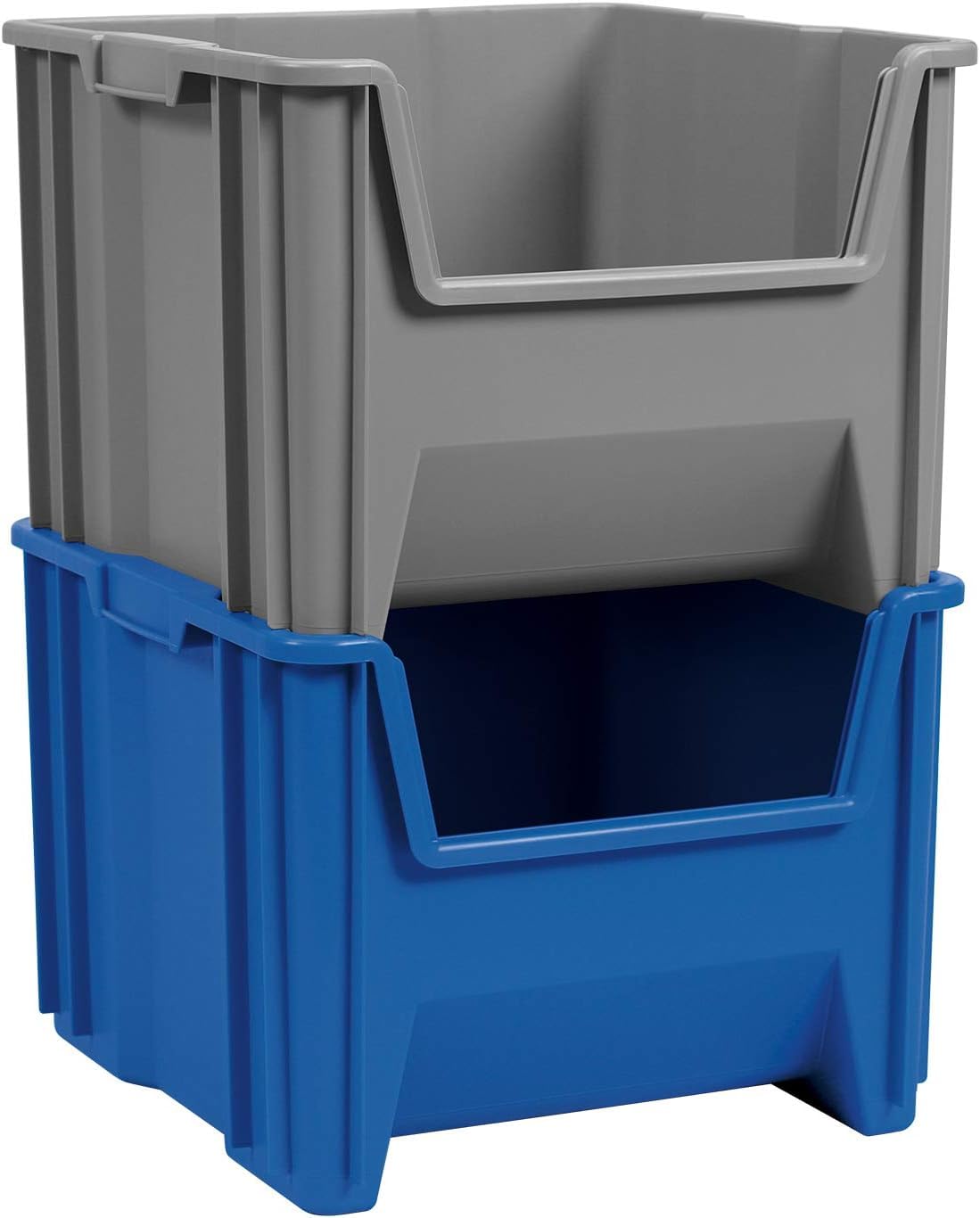 Akro-Mils 13018 Stak-N-Store Stackable Storage Bins, Heavy Duty Garage Storage Containers, Open