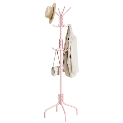 SONGMICS Coat Rack Freestanding, Steel Stand with 12 Hooks and 4 Legs