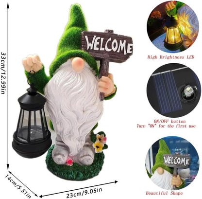 Solar Gnome Outdoor Garden Fall with Solar Lantern - 11’’Halloween Autumn Welcome Gnomes