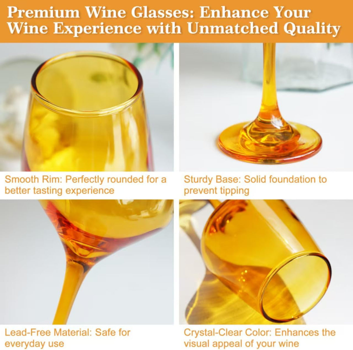 Colored Wine Glasses Set of 6-12oz Colorful Long Stem Wine Glass Cups, Multi Color Pretty Crystal