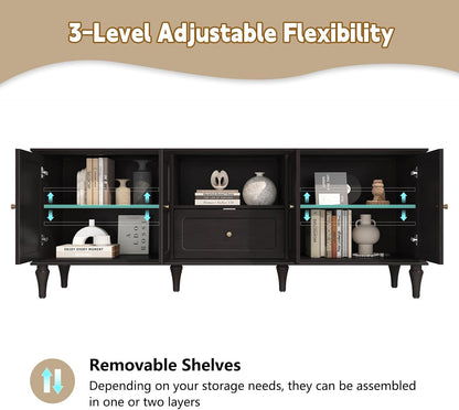 ARTPOWER 67'' Mid-Century Modern TV Stand with Storage Drawer and Doors, Long TV Stand with