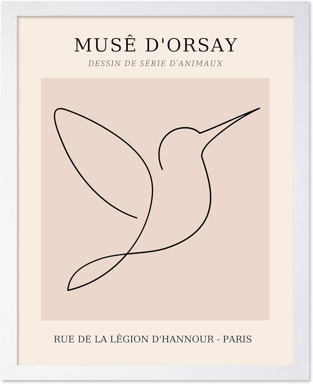 Poster Master Vintage Poster - Retro One Line Hummingbird Drawing Print - Bird Line Art - Minimal