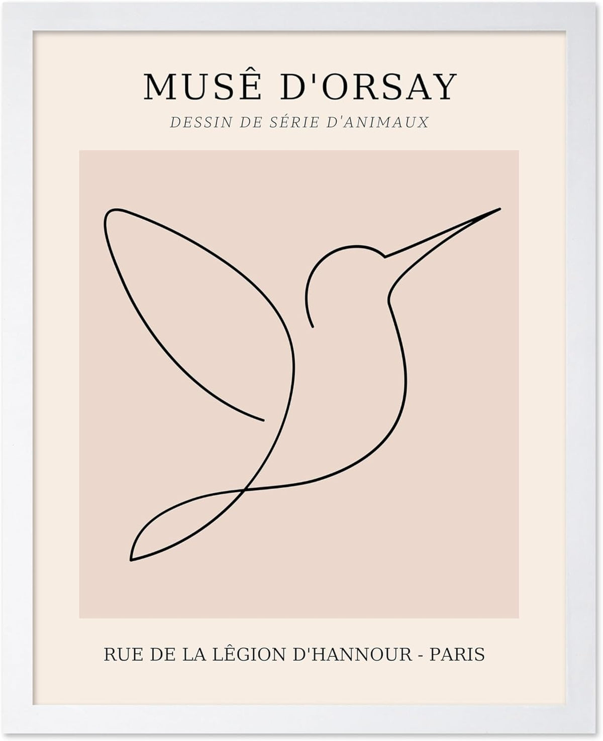 Poster Master Vintage Poster - Retro One Line Hummingbird Drawing Print - Bird Line Art - Minimal