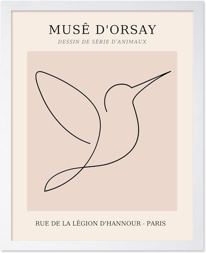 Poster Master Vintage Poster - Retro One Line Hummingbird Drawing Print - Bird Line Art - Minimal