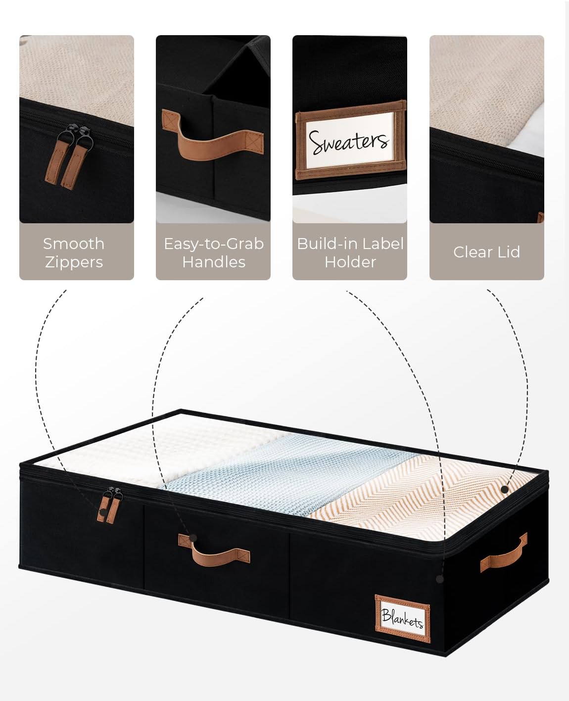 StorageWorks Extra Large Under Bed Storage Containers with Handles and Label Holder, 2 Pack