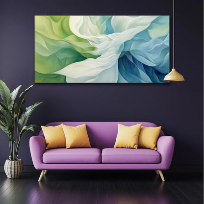 LASMOND Abstract Lines Wall Art for Living Room Canvas Prints Aqua Turquoise Blue Green Artwork