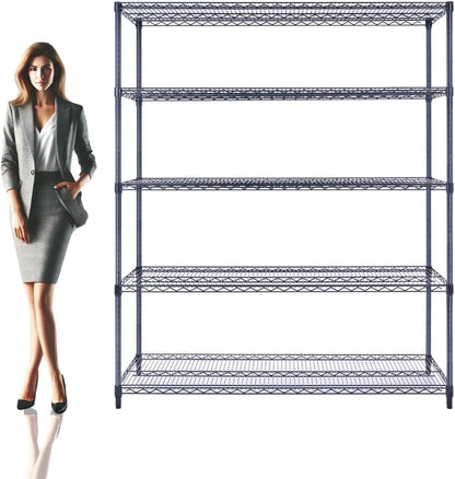 60"x18"x72" Black 5-Tier Premium Wire Shelving NSF 4000 LBS MAX Capacity Heavy Duty Steel Storage