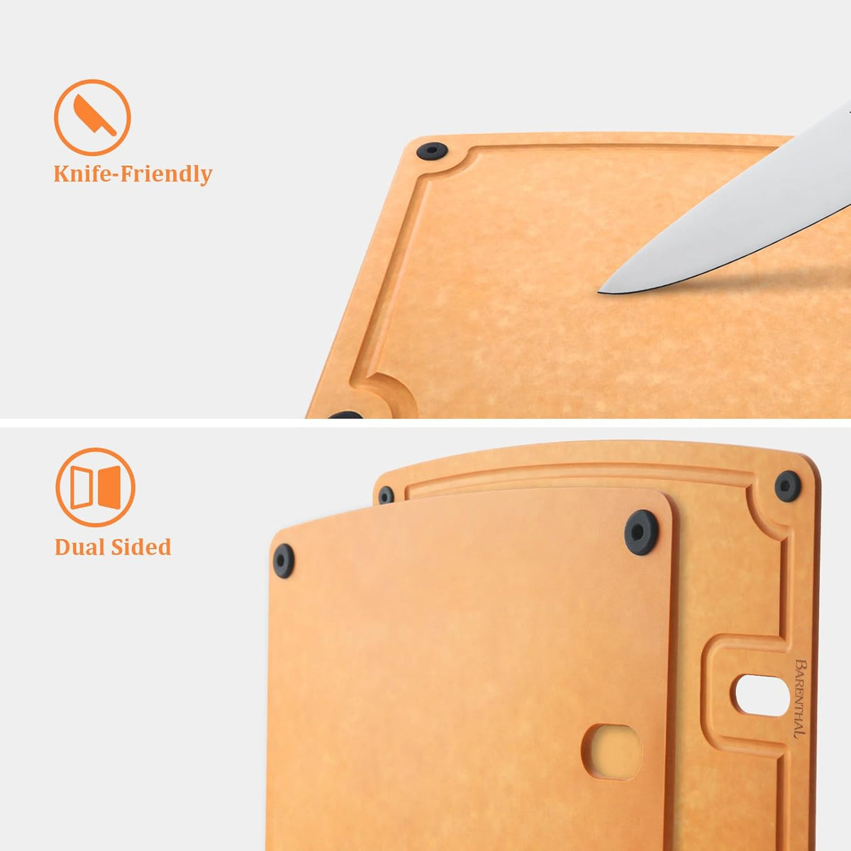 Large cutting boards for kitchen dishwasher - 2PC cutting board set double-sided with Non-Slip Feet