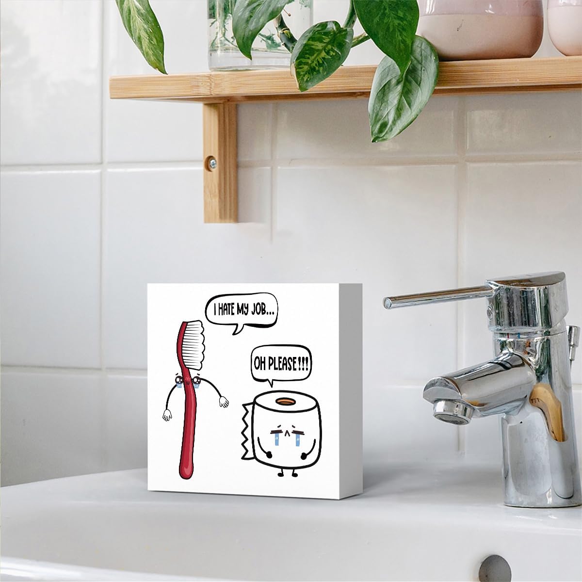 Funny Bathroom Decor, Funny Bathroom Wall Art, Black and White Bathrooms Decoration Decor for