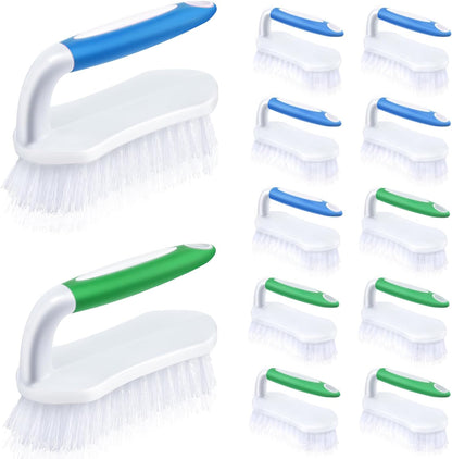 Lallisa 12 Pcs Scrub Brush for Cleaning with Handle Comfortable to Grip Heavy-Duty Flexible Stiff
