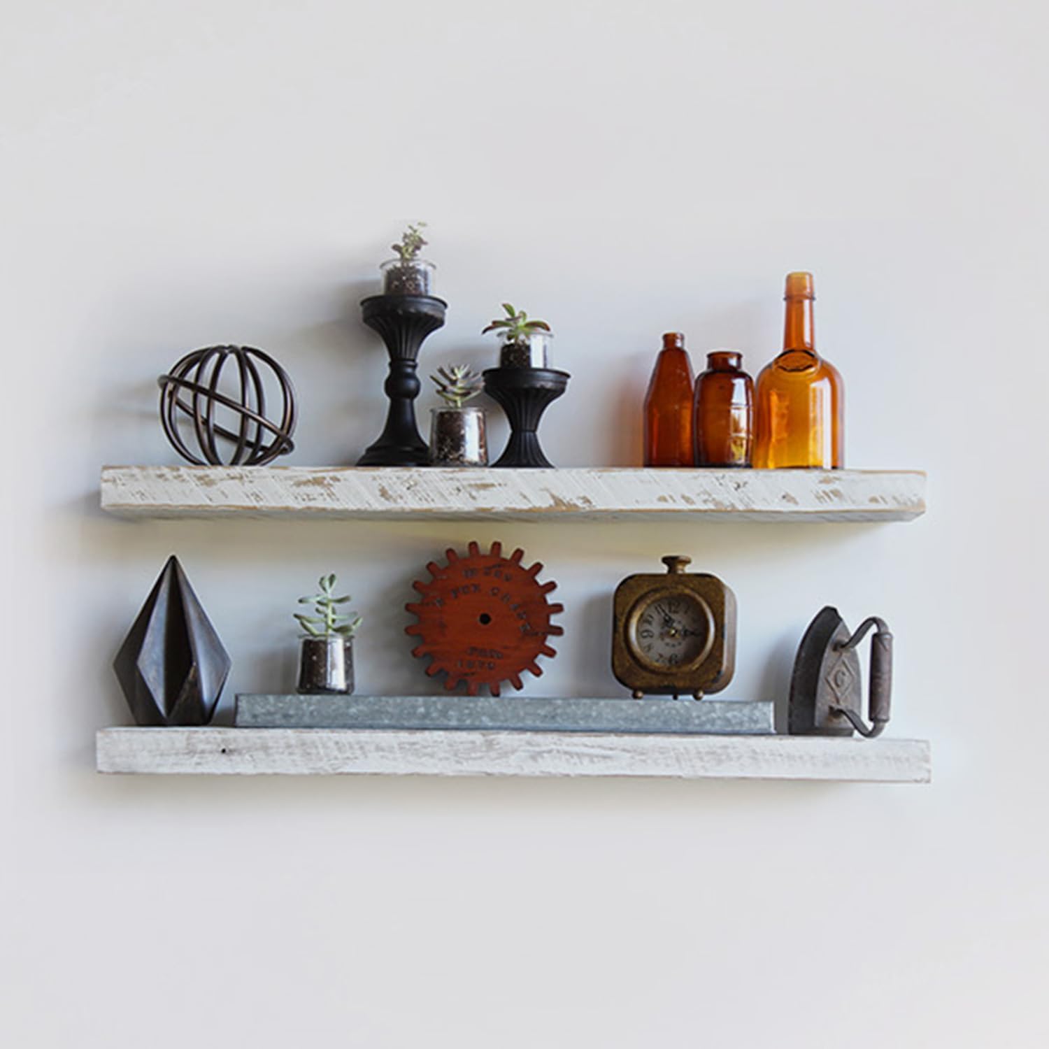 Urban Legacy Reclaimed Barnwood Planks | Floating Shelves for Wall w/Flush Mount Shelf Bracket Set