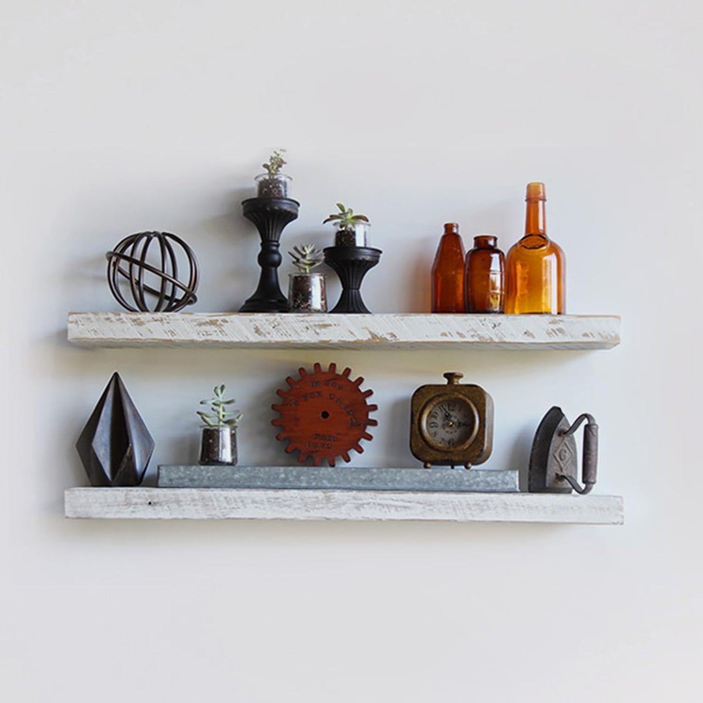 Urban Legacy Reclaimed Barnwood Planks | Floating Shelves for Wall w/Flush Mount Shelf Bracket Set