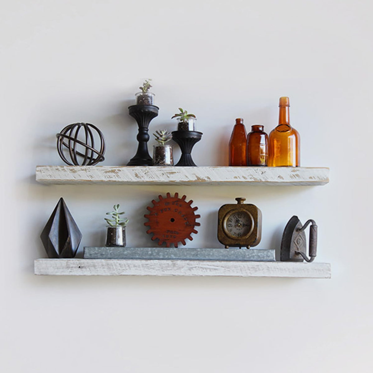 Urban Legacy Reclaimed Barnwood Planks | Floating Shelves for Wall w/Flush Mount Shelf Bracket Set