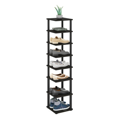 Furinno Turn-N-Tube Vertical Shoe Rack, 8-Tier Narrow Shoe Organizer, Free Standing Shoe Storage