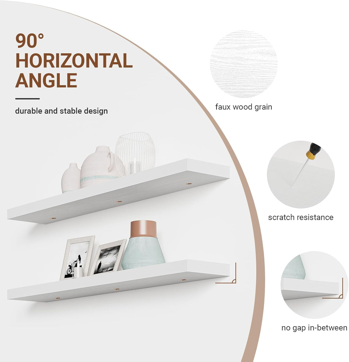 Heimlove 55 Inch Long Floating Shelves for Wall,9.3" Deep White Floating Shelves Set of 2,Large