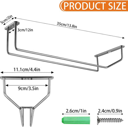 5 Pack Wine Glass Rack Stainless Steel Wine Glass Holder, 14inch Hanging Stemware Rack for Bar