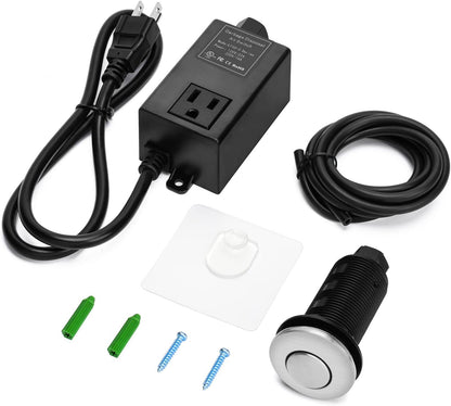 Garbage Disposal Air Switch Kit for SinkTop Waste Disposal with Stainless Steel Brushed Nickel Long