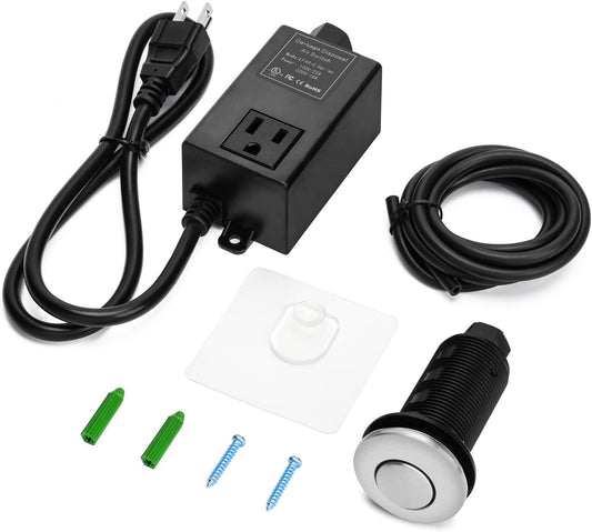 Garbage Disposal Air Switch Kit for SinkTop Waste Disposal with Stainless Steel Brushed Nickel Long