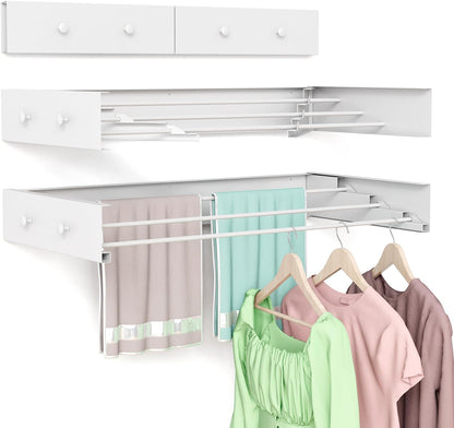 Wall Mounted Drying Rack for Laundry 19.8'', Folding Drying Rack Clothing Wall Mount with 3 Rods