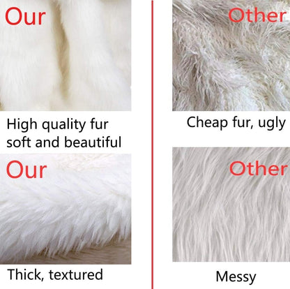 AOGU 30 Inch Faux Fur Christmas Tree Skirt White Plush Skirt for Merry Christmas Party Christmas