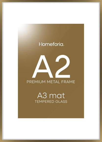 Homeforia A2 Picture Frame Bronze, High End Metal 16.5 x 23.4 inch Poster Frames with Mat 11.7 by