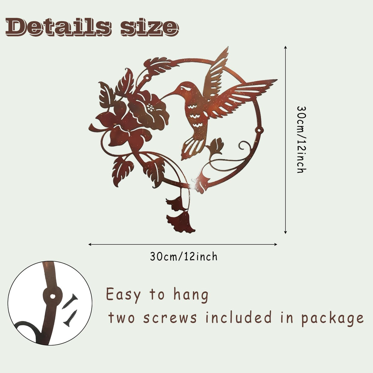 Zoihet Round Metal Bird Wall Art Decor - Hummingbird Wall Art Silhouette for your patio, garden