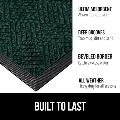 GORILLA GRIP 100% Waterproof All-Season WeatherMax Doormat US Designed Natural Rubber, Stain and