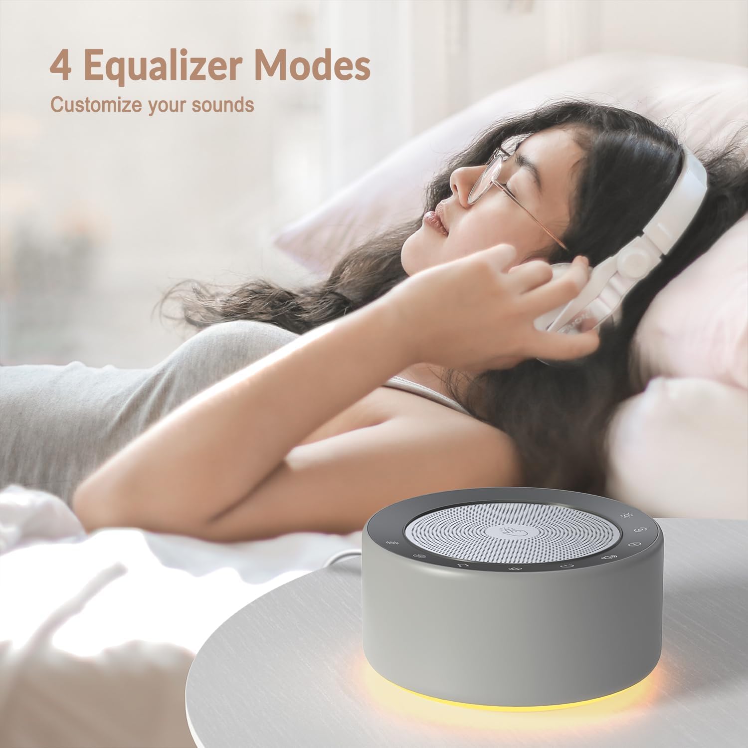 Nursery Lamp with Sound Machine, Mood Lighting, 7 Colors Night Light, 30 Soothing Sounds, White