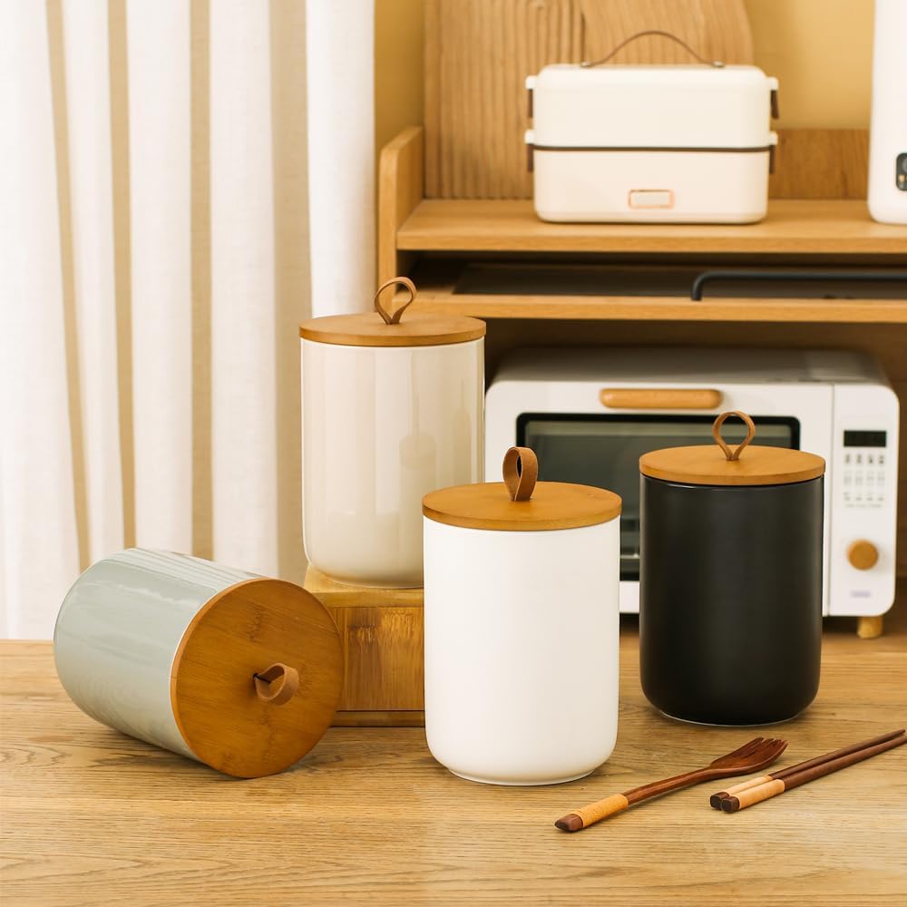 Large Ceramic Storage Jars, Modern Elegant Highly Polished Airtight Gorgeous Storage Canisters with