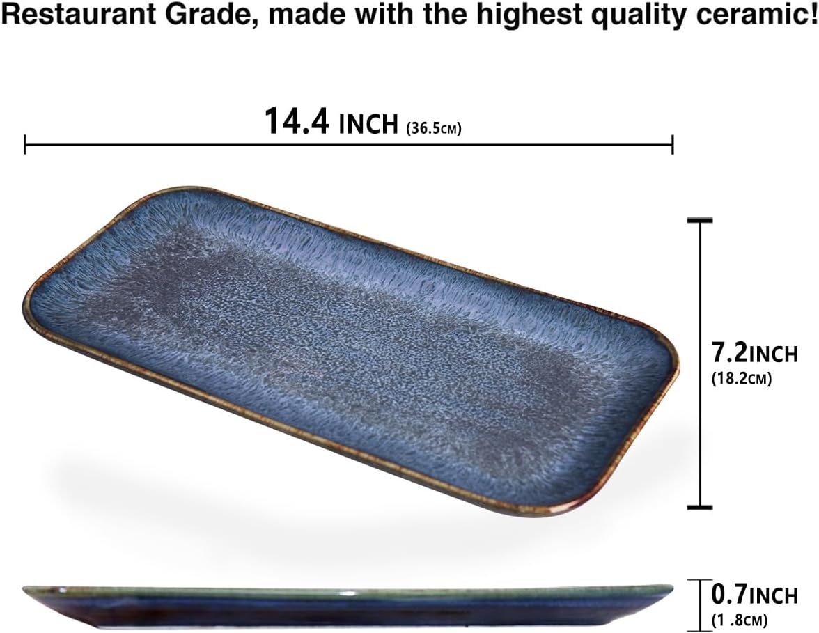 Porcelain Plate Set Large Serving Tray Set of 4, Reusable Serving Platters for Party Food, Cookie