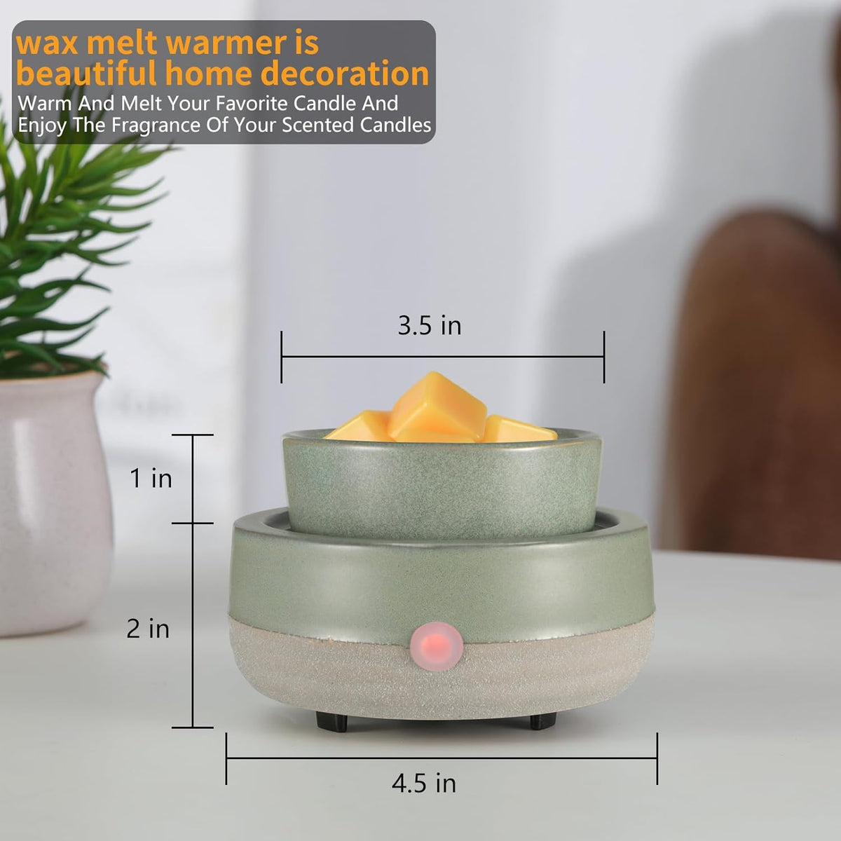 Wax Melt Warmer, Ceramic Electric Candle Wax Warmer 3-in-1 Oil Burner Fits Yankee Large Jar