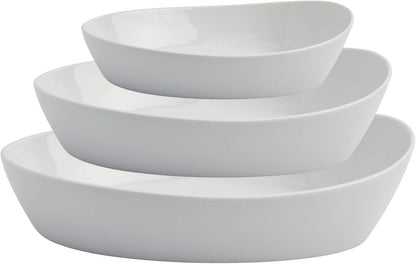 Denmark White Porcelain Chip Resistant Scratch Resistant Commercial Grade Serveware, 3 Piece Oval