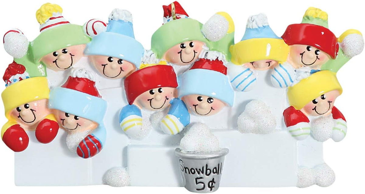 3D Snowball Fight Family of 10 Ornament 2025 Personalized Family Christmas Ornaments 2025 | Snowman