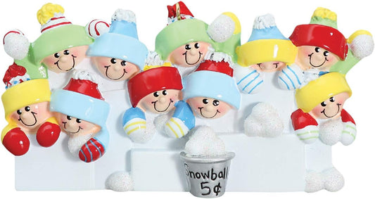 3D Snowball Fight Family of 10 Ornament 2025 Personalized Family Christmas Ornaments 2025 | Snowman