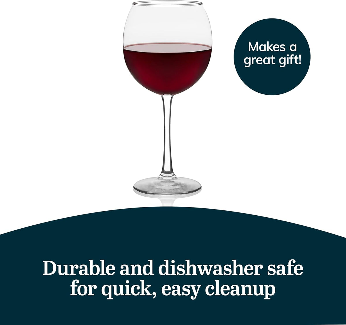Libbey Vina Red Balloon Wine Glasses, 18.25 Oz Elegant Large Red Wine Glasses Set of 6, Long Stem