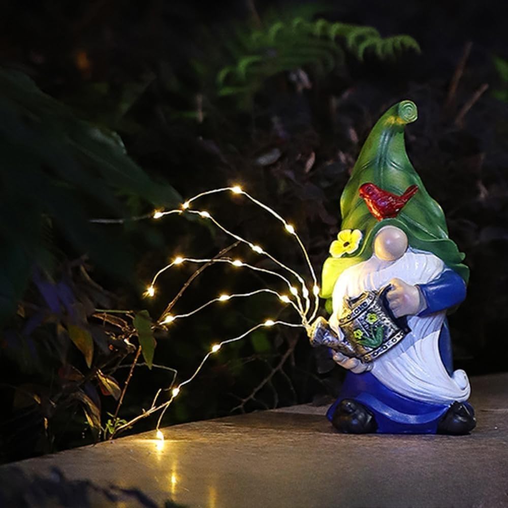 Garden Gnomes Outdoor with LED Solar Light - 11’’Spring Gnomes Decorations for Home/Yard/Patio with