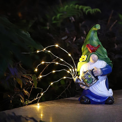 Garden Gnomes Outdoor with LED Solar Light - 11’’Spring Gnomes Decorations for Home/Yard/Patio with