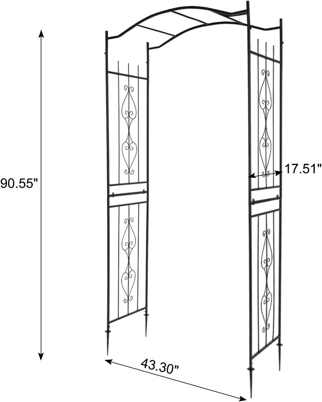 VINGLI Garden Arbor, Arch for Wedding Ceremony Party, Christmas Garden Decor Steel Garden Trellis