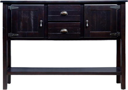 Solid Wood Farmhouse Console Table,Sofa Table with Storage Drawers and Shelves,Entryway Table for