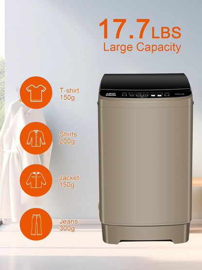 17.7 lbs Portable Washer Drain Pump, Full Automatic Washing Machine with LED Display, 10 Programs &