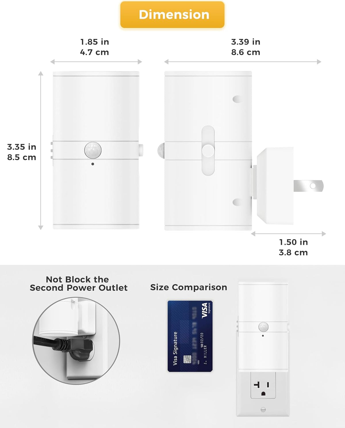 L LOHAS LED Motion Sensor Night Light Plug in, [2 Pack] Motion Activated Night Light, 0-100LM