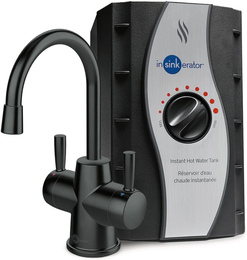 InSinkErator Stainless Steel Tank, HC250MBLK-SS HOT250 System, 2-Handle Drinking Faucet in Matte