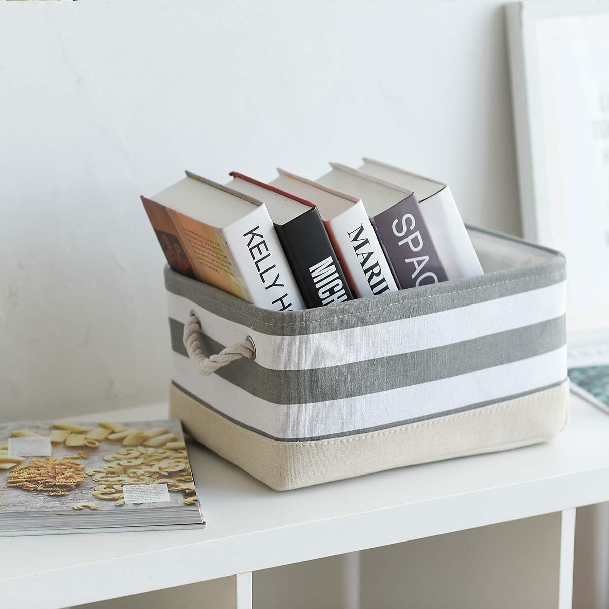 TheWarmHome Storage Basket Fabric Basket with Handles Dog Toy Basket Cloth Storage Bin Shelf Basket