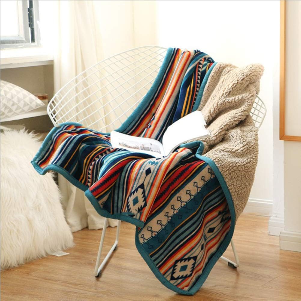 UKELER Boho Sherpa Throw 60'' x 50''- Bohemian Soft Plush Flannel Throw Blankets for