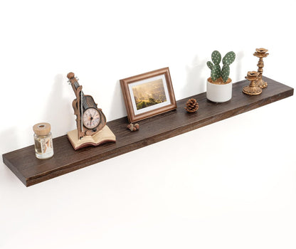 Floating Shelves for Wall Decor, 8 Inch Deep Rustic Solid Elm Wood Floating Shelves Wall Mounted