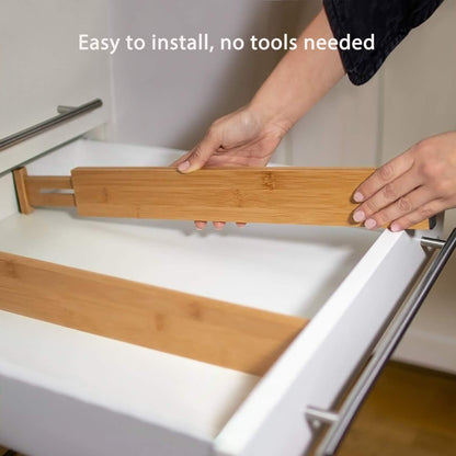 Fabsome Drawer Divider 6 Pack, Bamboo Kitchen Dividers Organizers Adjustable 17''-22'', Wooden