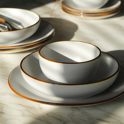 Stone Lain Brasa Modern Stoneware 16 Piece Dinnerware Sets, Plates and bowls Sets, Dish Set for 4
