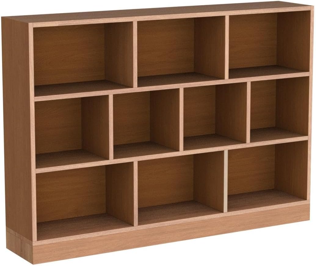 IOTXY Open Shelf Low Bookcase - Wooden 3-Tier Floor Standing Display Cabinet Organizer with Base