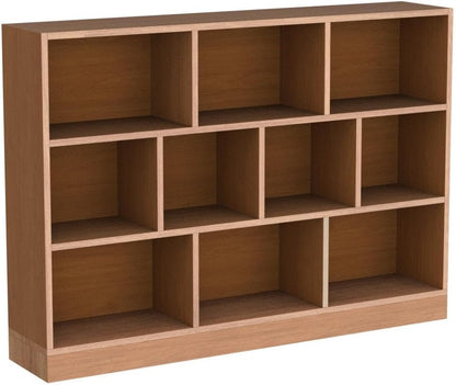 IOTXY Open Shelf Low Bookcase - Wooden 3-Tier Floor Standing Display Cabinet Organizer with Base